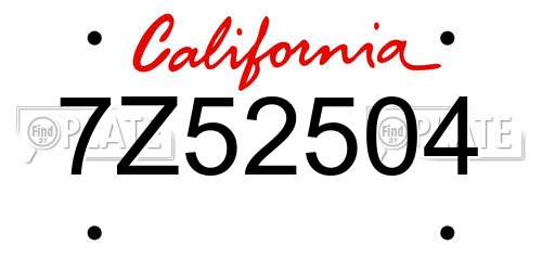 7Z52504 California License Plate