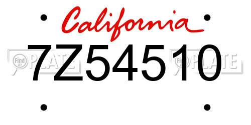 7Z54510 California License Plate