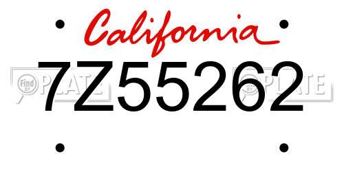7Z55262 California License Plate