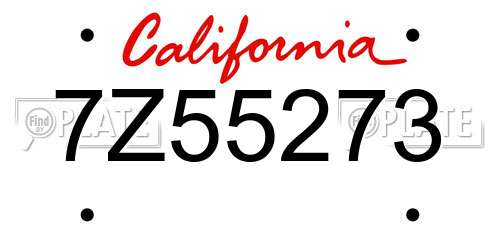 7Z55273 California License Plate