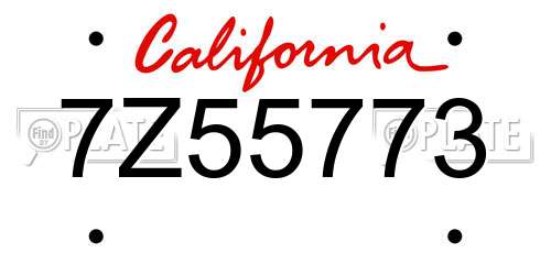 7Z55773 California License Plate