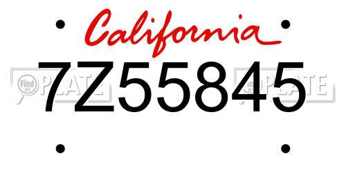 7Z55845 California License Plate