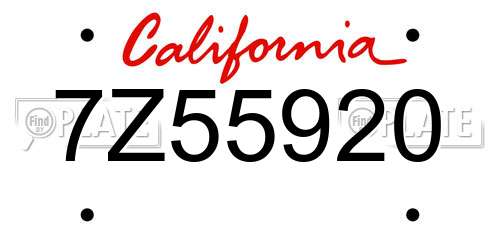 7Z55920 California License Plate