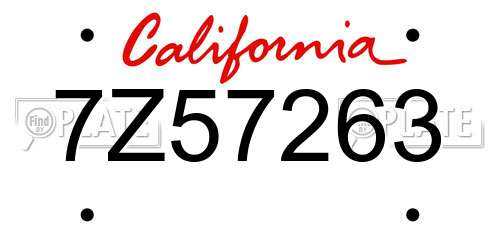 7Z57263 California License Plate