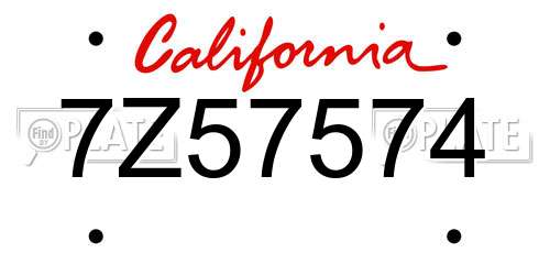 7Z57574 California License Plate