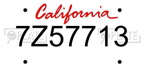 7Z57713 California License Plate