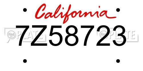 7Z58723 California License Plate