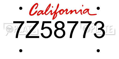 7Z58773 California License Plate