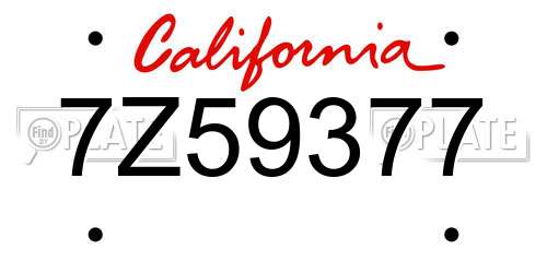 7Z59377 California License Plate