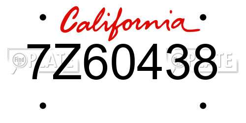 7Z60438 California License Plate