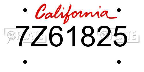 7Z61825 California License Plate