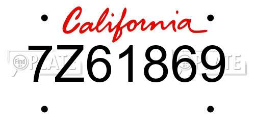 7Z61869 California License Plate