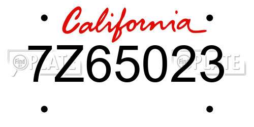 7Z65023 California License Plate