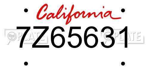 7Z65631 California License Plate