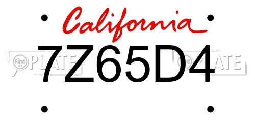 7Z65D4 California License Plate