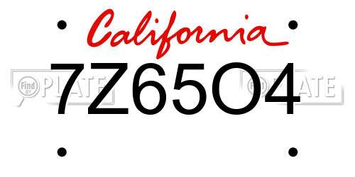 7Z65O4 California License Plate