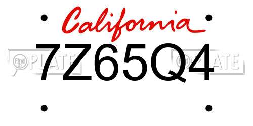 7Z65Q4 California License Plate