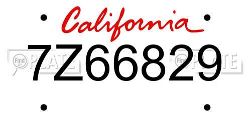 7Z66829 California License Plate