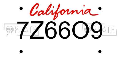 7Z66O9 California License Plate