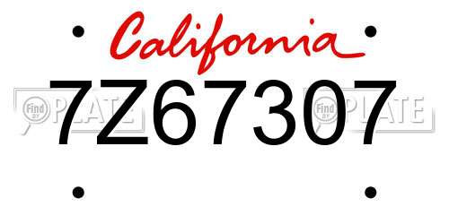 7Z67307 California License Plate