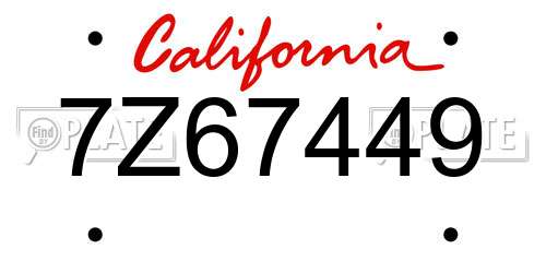 7Z67449 California License Plate