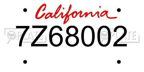 7Z68002 California License Plate