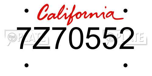7Z70552 California License Plate