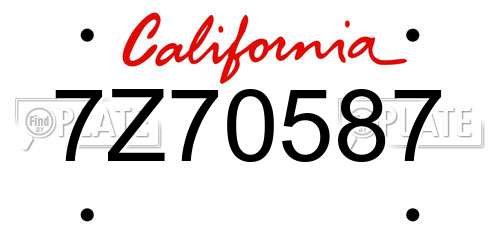 7Z70587 California License Plate