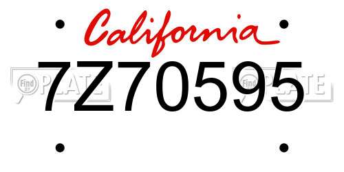 7Z70595 California License Plate