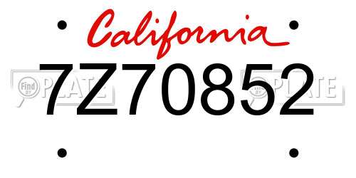7Z70852 California License Plate