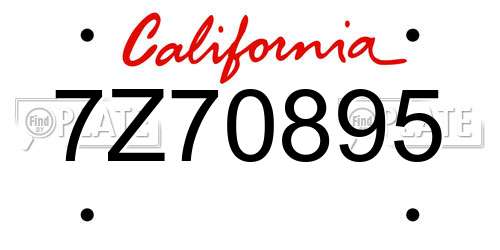 7Z70895 California License Plate