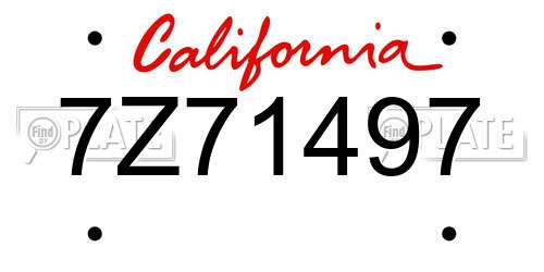 7Z71497 California License Plate