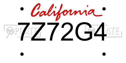 7Z72G4 California License Plate