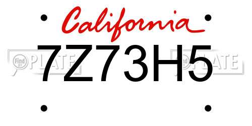 7Z73H5 California License Plate