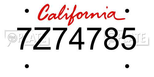 7Z74785 California License Plate