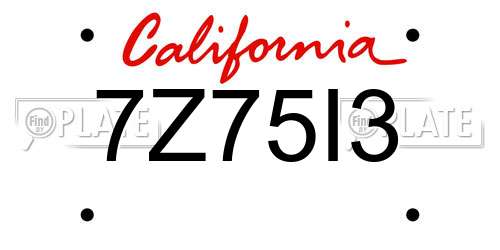 7Z75I3 California License Plate