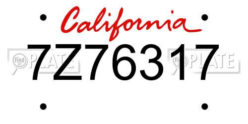 7Z76317 California License Plate