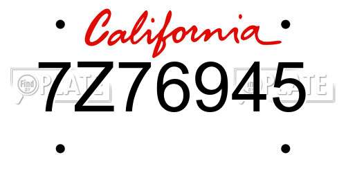 7Z76945 California License Plate