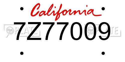 7Z77009 California License Plate