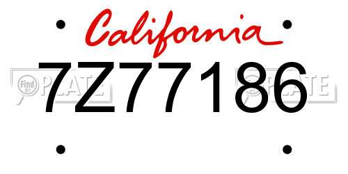 7Z77186 California License Plate