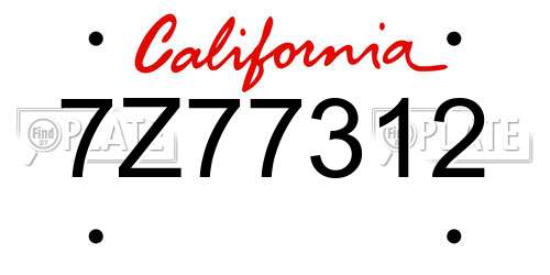 7Z77312 California License Plate