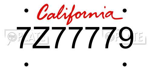 7Z77779 California License Plate