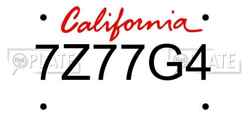7Z77G4 California License Plate