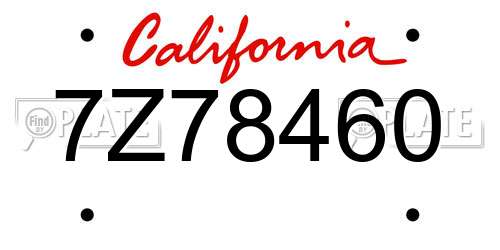 7Z78460 California License Plate