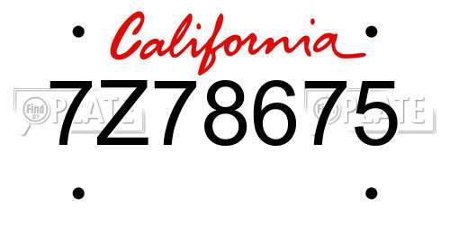 7Z78675 California License Plate