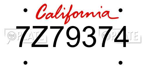 7Z79374 California License Plate