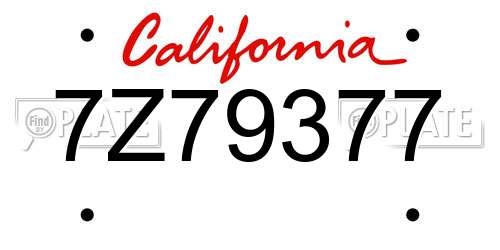 7Z79377 California License Plate
