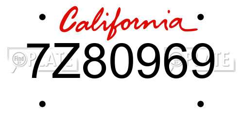 7Z80969 California License Plate