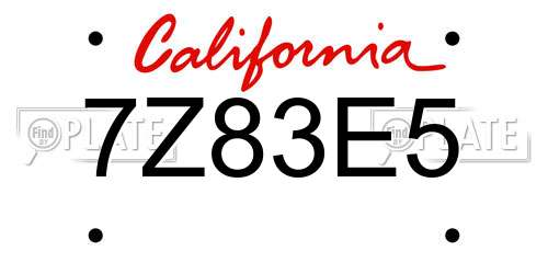 7Z83E5 California License Plate