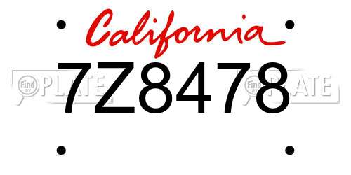 7Z8478 California License Plate